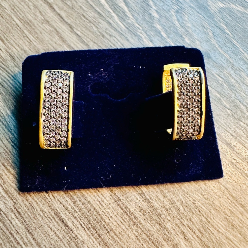 Matte Gold and Hematite Rectangle Hoops